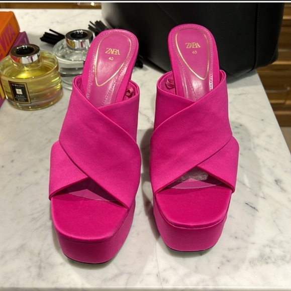 Zara women’s s chunky high heeled platform sandals 3315 910 - Picture 2 of 6